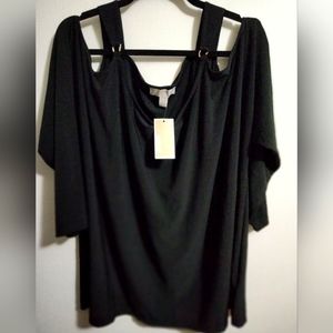 Nwts Women's size 3X Black Michael Kors Top with gold embellishment